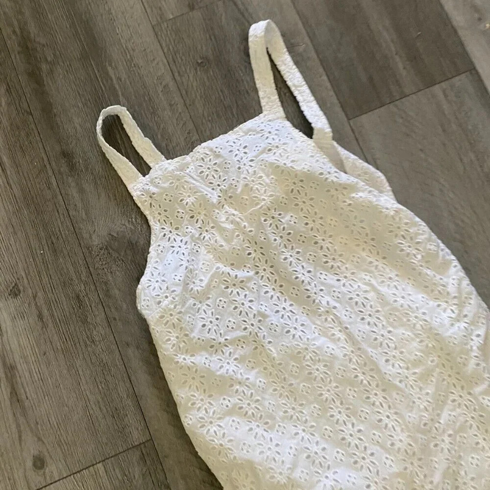 ASOS Design Broderie Buckle Back Midi Sun Dress White Size 4
